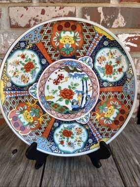 vintage Japan Myako Imari Ware plate intricate floral design itraditional color
